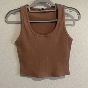 Naked Wardrobe New Ribbed Tank Top Womens Size Medium Brown Coco Classic NWT